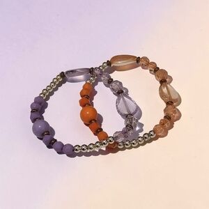 10/ $10 Stackable Purple and Orange Beaded Stretch Bracelets - Women Jewelry